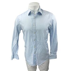 Charles Tyrwhitt Men's Blue Extra Slim Long Sleeve Button Down Shirt Top 15.5/L